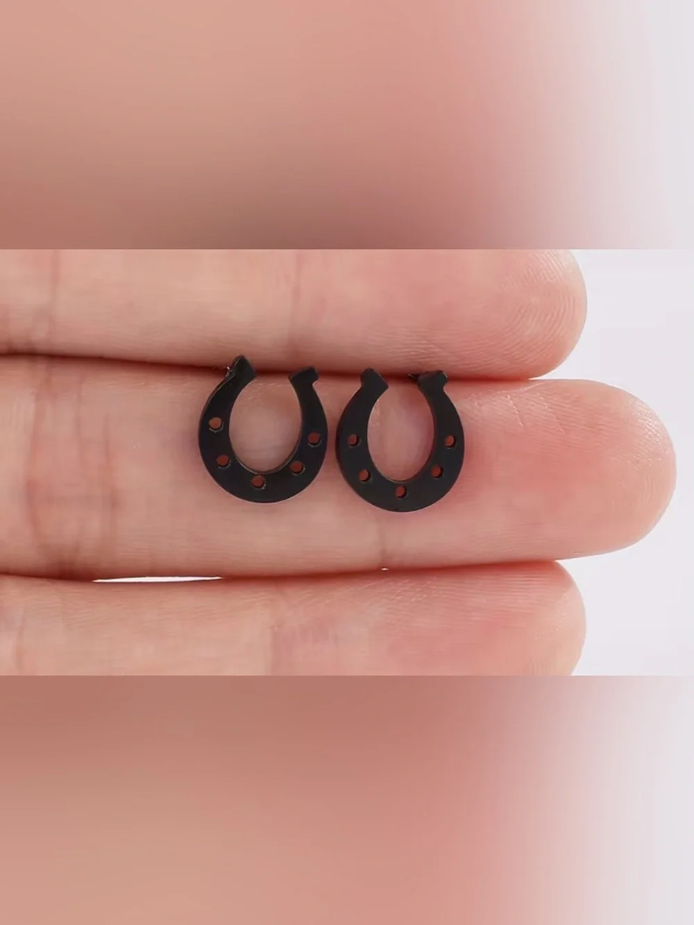 Horseshoe Stud Earrings - Gold, Silver, Black - New